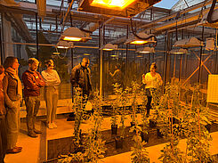 Teilnhemende des Ackerbohnenworkshops besichtigen eine besuchsanstellung am JKI. © Pommerrenig/JKI