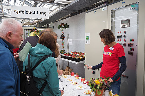 Janne Lempe bei der Verkostung von Äpfeln und Birnen. Foto: Ute Sonntag/JKI