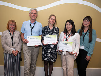 Posterpreise gingen an: 1. Preis Katarzyna Czepiel (Polinische LW-Akademie Poznan), 2. Platz Daniela Levicoy (Universidad Austral de Chile), 3. Hannah Holzgreve (TI Ökolandbau, nicht im Bild).