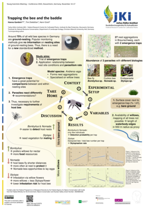 Poster Gardein_Einfluss Nistumgebung auf Parasitierung Gr. Weidesandbiene