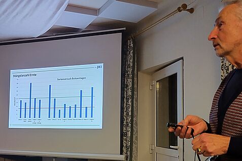 Dr. Frank Höppner vom JKI-Fachinstitut für Pflanzenbau und Bodenkunde beim Projektvortrag. Foto: Jorita Krieger/JKI