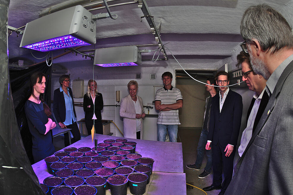 
	Staatssekretärin Dr. Schilde informierte sich beim JKI in Berlin über das Projekt "LED4Plants". | © Rene Grünwald/JKI
